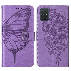 Custodia Portafoglio In Pelle Farfalla Cover con Supporto Y01B per Samsung Galaxy A51 5G Lavanda