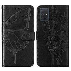 Custodia Portafoglio In Pelle Farfalla Cover con Supporto Y01B per Samsung Galaxy A51 5G Nero