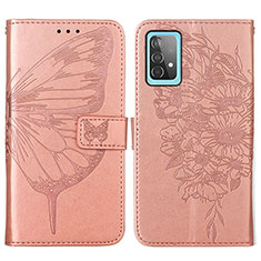 Custodia Portafoglio In Pelle Farfalla Cover con Supporto Y01B per Samsung Galaxy A52 5G Oro Rosa