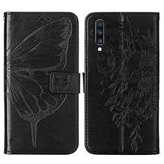 Custodia Portafoglio In Pelle Farfalla Cover con Supporto Y01B per Samsung Galaxy A70 Nero