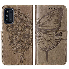 Custodia Portafoglio In Pelle Farfalla Cover con Supporto Y01B per Samsung Galaxy F52 5G Grigio