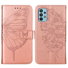 Custodia Portafoglio In Pelle Farfalla Cover con Supporto Y01B per Samsung Galaxy M32 5G Oro Rosa