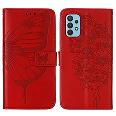 Custodia Portafoglio In Pelle Farfalla Cover con Supporto Y01B per Samsung Galaxy M32 5G Rosso