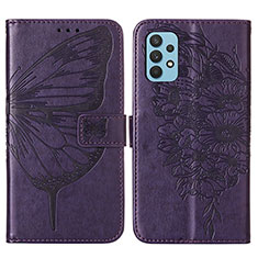 Custodia Portafoglio In Pelle Farfalla Cover con Supporto Y01B per Samsung Galaxy M32 5G Viola