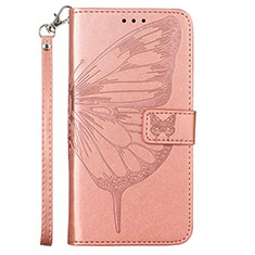 Custodia Portafoglio In Pelle Farfalla Cover con Supporto Y01B per Samsung Galaxy M33 5G Oro Rosa