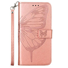 Custodia Portafoglio In Pelle Farfalla Cover con Supporto Y01B per Samsung Galaxy M53 5G Oro Rosa