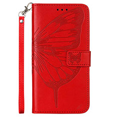 Custodia Portafoglio In Pelle Farfalla Cover con Supporto Y01B per Samsung Galaxy M53 5G Rosso