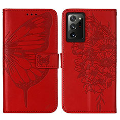 Custodia Portafoglio In Pelle Farfalla Cover con Supporto Y01B per Samsung Galaxy Note 20 Ultra 5G Rosso