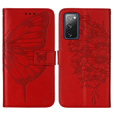 Custodia Portafoglio In Pelle Farfalla Cover con Supporto Y01B per Samsung Galaxy S20 FE (2022) 5G Rosso