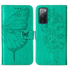 Custodia Portafoglio In Pelle Farfalla Cover con Supporto Y01B per Samsung Galaxy S20 FE (2022) 5G Verde
