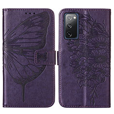 Custodia Portafoglio In Pelle Farfalla Cover con Supporto Y01B per Samsung Galaxy S20 FE 5G Viola