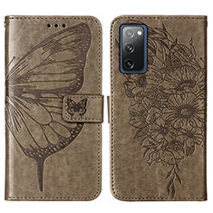 Custodia Portafoglio In Pelle Farfalla Cover con Supporto Y01B per Samsung Galaxy S20 Lite 5G Grigio