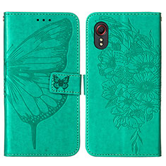 Custodia Portafoglio In Pelle Farfalla Cover con Supporto Y01B per Samsung Galaxy XCover 5 SM-G525F Verde