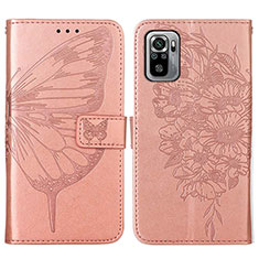 Custodia Portafoglio In Pelle Farfalla Cover con Supporto Y01B per Xiaomi Poco M5S Oro Rosa