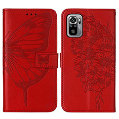 Custodia Portafoglio In Pelle Farfalla Cover con Supporto Y01B per Xiaomi Poco M5S Rosso