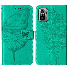 Custodia Portafoglio In Pelle Farfalla Cover con Supporto Y01B per Xiaomi Poco M5S Verde