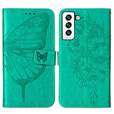 Custodia Portafoglio In Pelle Farfalla Cover con Supporto Y06B per Samsung Galaxy S21 5G Verde