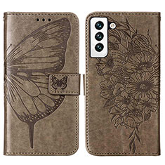 Custodia Portafoglio In Pelle Farfalla Cover con Supporto Y06B per Samsung Galaxy S21 Plus 5G Bronze