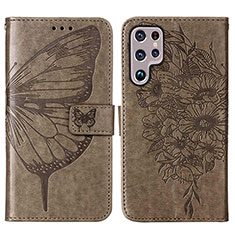 Custodia Portafoglio In Pelle Farfalla Cover con Supporto Y06B per Samsung Galaxy S22 Ultra 5G Bronze