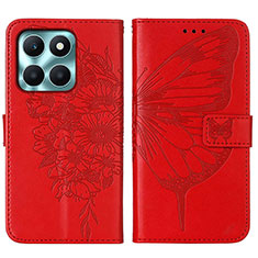 Custodia Portafoglio In Pelle Farfalla Cover con Supporto YB1 per Huawei Honor X6a Rosso