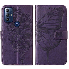 Custodia Portafoglio In Pelle Farfalla Cover con Supporto YB1 per Motorola Moto G Play (2023) Viola