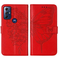 Custodia Portafoglio In Pelle Farfalla Cover con Supporto YB1 per Motorola Moto G Power (2022) Rosso
