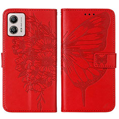 Custodia Portafoglio In Pelle Farfalla Cover con Supporto YB1 per Motorola Moto G53j 5G Rosso