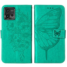 Custodia Portafoglio In Pelle Farfalla Cover con Supporto YB1 per Motorola Moto G72 Verde