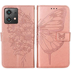 Custodia Portafoglio In Pelle Farfalla Cover con Supporto YB1 per Motorola Moto G84 5G Oro Rosa