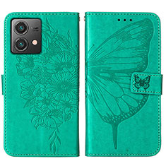 Custodia Portafoglio In Pelle Farfalla Cover con Supporto YB1 per Motorola Moto G84 5G Verde