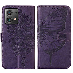 Custodia Portafoglio In Pelle Farfalla Cover con Supporto YB1 per Motorola Moto G84 5G Viola