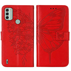 Custodia Portafoglio In Pelle Farfalla Cover con Supporto YB1 per Nokia C31 Rosso