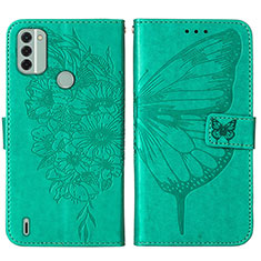 Custodia Portafoglio In Pelle Farfalla Cover con Supporto YB1 per Nokia C31 Verde