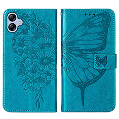 Custodia Portafoglio In Pelle Farfalla Cover con Supporto YB1 per Samsung Galaxy F04 Blu