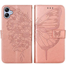 Custodia Portafoglio In Pelle Farfalla Cover con Supporto YB1 per Samsung Galaxy M04 Oro Rosa