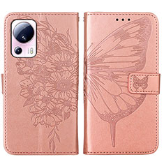 Custodia Portafoglio In Pelle Farfalla Cover con Supporto YB1 per Xiaomi Civi 2 5G Oro Rosa