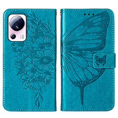 Custodia Portafoglio In Pelle Farfalla Cover con Supporto YB1 per Xiaomi Mi 13 Lite 5G Blu