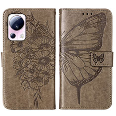 Custodia Portafoglio In Pelle Farfalla Cover con Supporto YB1 per Xiaomi Mi 13 Lite 5G Grigio