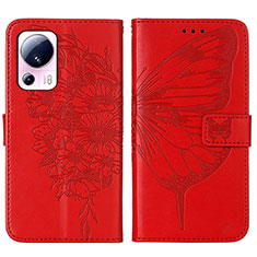 Custodia Portafoglio In Pelle Farfalla Cover con Supporto YB1 per Xiaomi Mi 13 Lite 5G Rosso