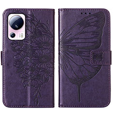 Custodia Portafoglio In Pelle Farfalla Cover con Supporto YB1 per Xiaomi Mi 13 Lite 5G Viola