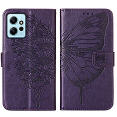 Custodia Portafoglio In Pelle Farfalla Cover con Supporto YB1 per Xiaomi Redmi Note 12 4G Viola