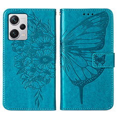 Custodia Portafoglio In Pelle Farfalla Cover con Supporto YB1 per Xiaomi Redmi Note 12 Explorer Blu