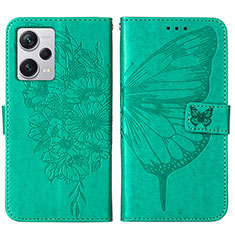 Custodia Portafoglio In Pelle Farfalla Cover con Supporto YB1 per Xiaomi Redmi Note 12 Pro+ Plus 5G Verde