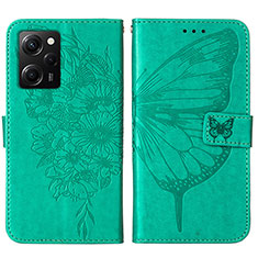 Custodia Portafoglio In Pelle Farfalla Cover con Supporto YB1 per Xiaomi Redmi Note 12 Pro Speed 5G Verde