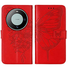 Custodia Portafoglio In Pelle Farfalla Cover con Supporto YB2 per Huawei Mate 60 Pro+ Plus Rosso