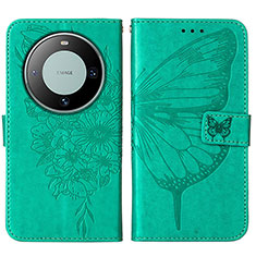 Custodia Portafoglio In Pelle Farfalla Cover con Supporto YB2 per Huawei Mate 60 Pro+ Plus Verde