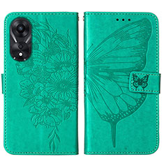 Custodia Portafoglio In Pelle Farfalla Cover con Supporto YB2 per Oppo A78 5G Verde