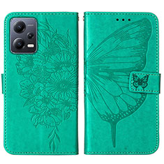 Custodia Portafoglio In Pelle Farfalla Cover con Supporto YB2 per Xiaomi Redmi Note 12 5G Verde
