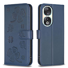 Custodia Portafoglio In Pelle Fiori Cover con Supporto BF1 per Huawei Honor 90 5G Blu