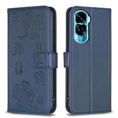Custodia Portafoglio In Pelle Fiori Cover con Supporto BF1 per Huawei Honor 90 Lite 5G Blu